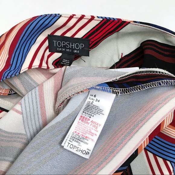 Topshop Multi color stripe front slit pencil skirt - Picture 5 of 8